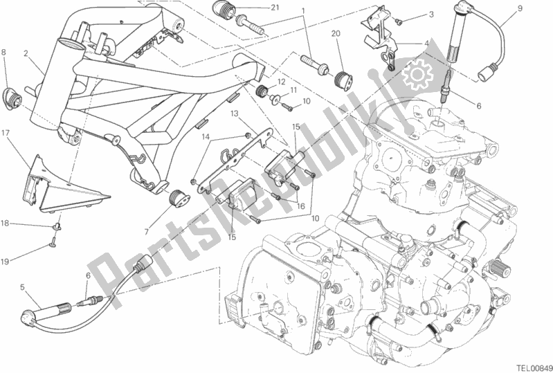 All parts for the Frame of the Ducati Monster 821 Stripes 2016